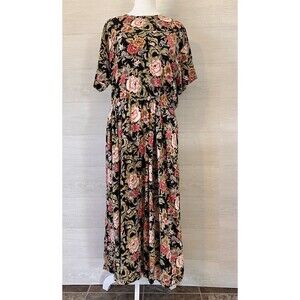 Maggy London Long Black Floral Dress Size 12